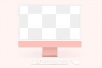 Computer screen png mockup pink digital device feminine style