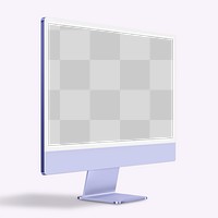 Computer screen png mockup purple digital device minimal style