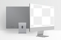 Computer screen png mockup gray digital device minimal style