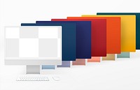 Colorful computer png mockup digital devicein minimal style