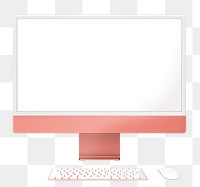 Orange pastel computer png mockup with white screen digital device