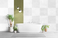 Modern bathroom wall mockup png authentic interior design