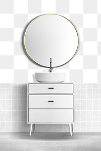 Modern bathroom wall mockup png authentic interior design