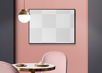 Png frame mockup hanging in chic luxury dining room