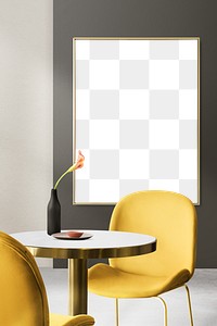 Png frame mockup hanging in contemporary dining room