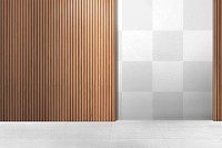 Wooden wall mockup png authentic empty room interior design