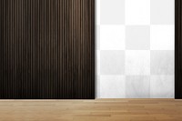 Wooden wall mockup png authentic empty room interior design