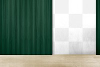 Green wall mockup png authentic empty room interior design