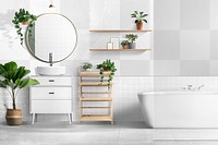 Retro bathroom wall mockup png authentic interior design