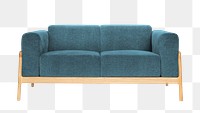 Teal modern sofa png mockup living room furniture