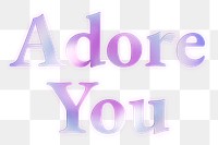 Png adore you typography in purple gradient font