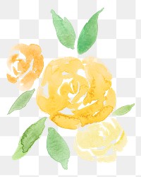 Yellow png rose flower watercolor spring seasonal graphic