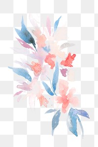 Watercolor png leaf pink floral spring seasonal graphic