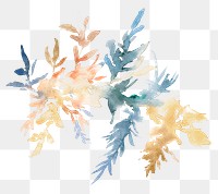 Aesthetic png blue leaf watercolor winter seasonal graphic