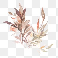 Watercolor png leaf brown floral autumn seasonal graphic