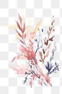 Watercolor png leaf brown floral autumn seasonal graphic