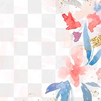 Watercolor png flowers border background in pink floral spring season