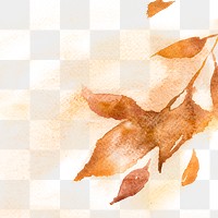 Autumn png floral watercolor background in pastel orange with leaf illustration