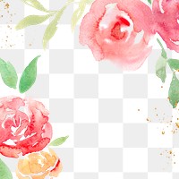 Pink png rose frame background spring watercolor illustration