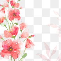 Watercolor png rose border background in pink floral spring season