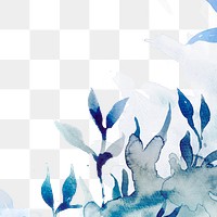 Blue png watercolor leaf background beautiful winter season