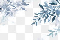 Blue png watercolor leaf background beautiful winter season