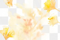 Gingko png leaf border background in yellow watercolor autumn season