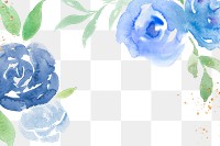 Rose png blue frame background winter watercolor illustration