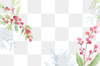 Floral png christmas border background with beautiful red winterberry