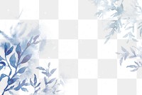 Blue png watercolor leaf background beautiful winter season