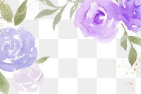 Rose png purple frame background spring watercolor illustration