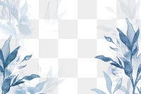 Winter png floral watercolor background in blue with leaf illustration
