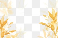 Autumn png floral watercolor background in yellow with leaf illustration