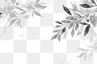 Black png watercolor leaf background aesthetic floral illustration