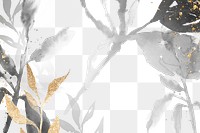 Black png watercolor leaf background aesthetic floral illustration