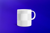 White mug png mockup transparent, reusable cup concept on blue background 