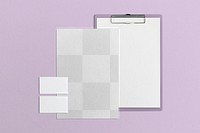 Png papers mockup stationery set with business card