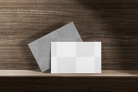 Business card mockup png transparent with wooden wall background