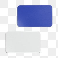 Blank business card png mockup in indigo and white on transparent background