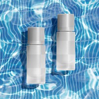 Cosmetic bottle png transparent, water texture background