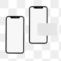Blank phone png with business card on transparent background