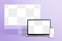 Computer, laptop, phone screen png mockup