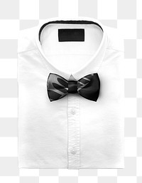 Shirt and bow tie png on transparent background, men’s formal outfit accessory 