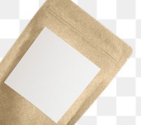 Coffee bean bag png with blank label on transparent background