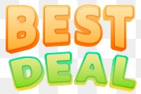 Best Deal PNG sticker, in colorful 3d comic font