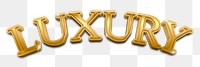 Luxury PNG sticker, in 3D fancy gold font