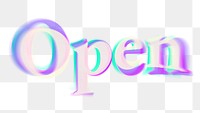 Open PNG sticker, in light flicker font