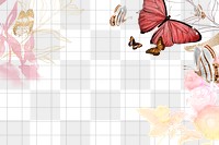 Butterfly frame png, wedding border, remixed from vintage public domain images