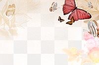 Butterfly background png, wedding border, remixed from vintage public domain images