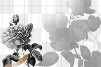 Flower background png, black border, remixed from vintage public domain images